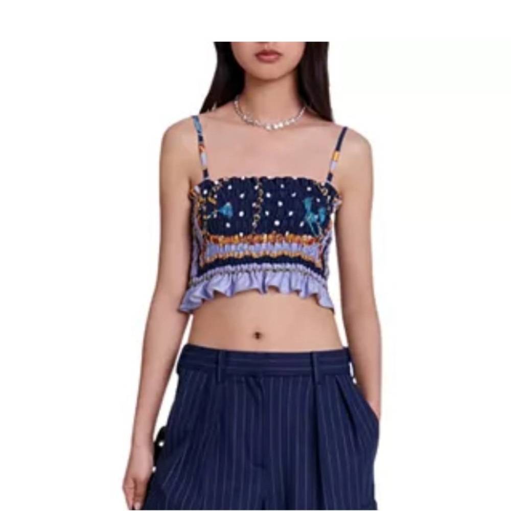 MAJE LANDO PRINTED CROP TOP SIZE 3(LARGE)